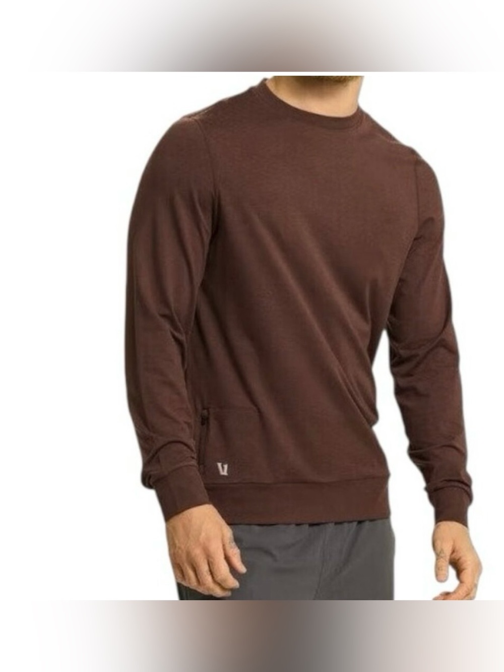 Vuori Ponto Performance Crew in Chestnut Brown Heather Size XL